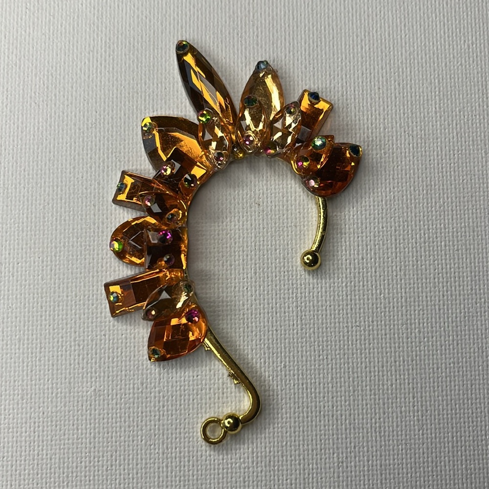 Orange rhinestone ear cuff